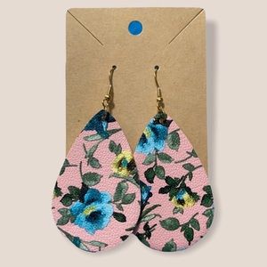 Vintage Style Pink Floral Teardrop Chic Earrings